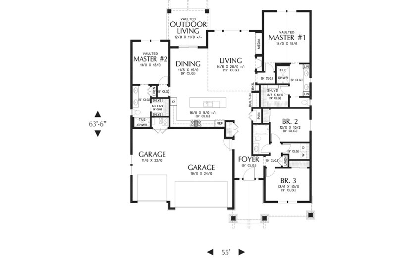 Dream House Plan - Floor Plan - Main Floor for Ranch House Plan #48-947 - 4 bed, 3 bath