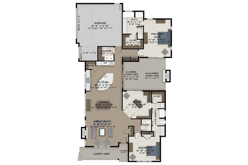 House Design - Floor Plan - Main Floor for Contemporary House Plan #1108-16 - 3 bed, 2.5 bath