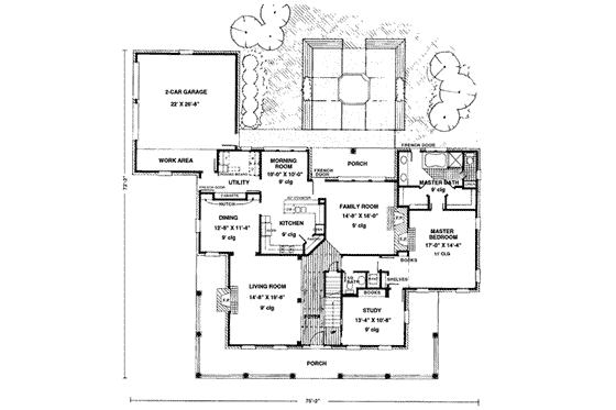 Floor Plan - Main Floor for Southern House Plan #410-158 - 4 bed, 3.5 bath