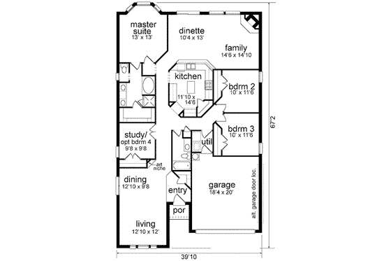 Floor Plan - Main Floor for European House Plan #84-230 - 3 bed, 2 bath