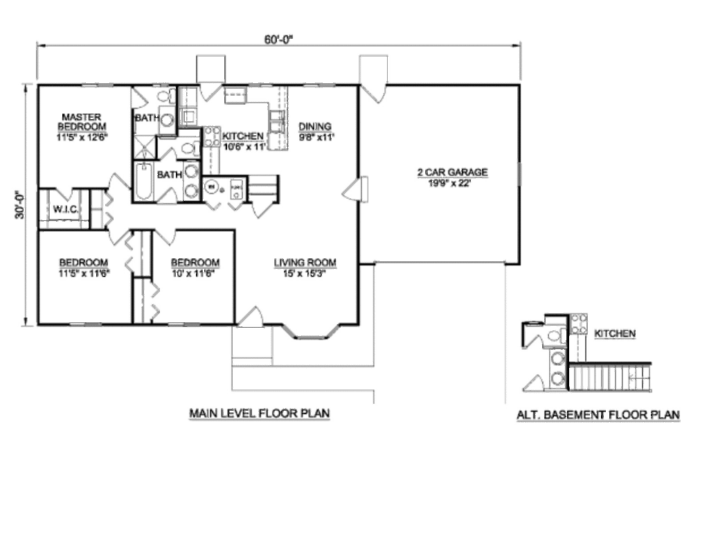 Ranch Style House Plan 3 Beds 2 Baths 1200 Sq/Ft Plan