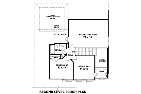 Floor Plan - Upper Floor for European House Plan #81-830 - 3 bed, 2.5 bath