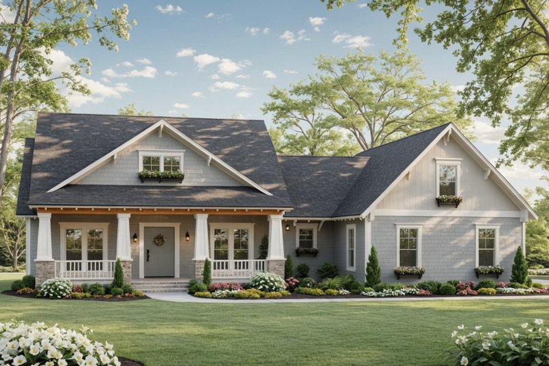 Architectural House Design - Craftsman Exterior - Front Elevation Plan #21-544
