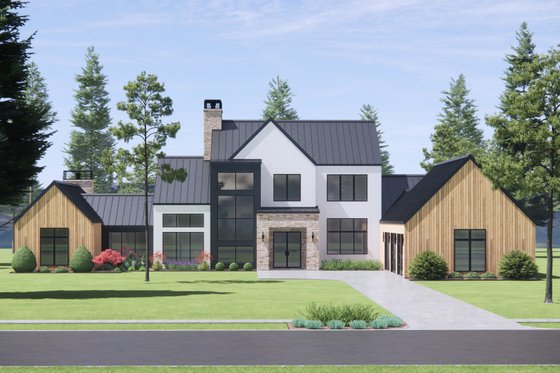 Exterior - Front Elevation for Modern House Plan #1096-6 - 4 bed, 4.5 bath