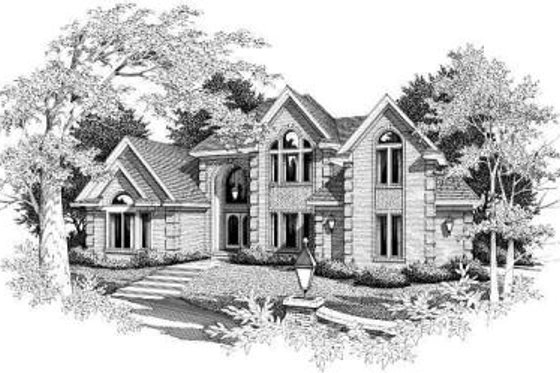Exterior - Front Elevation for European House Plan #329-299 - 4 bed, 3.5 bath