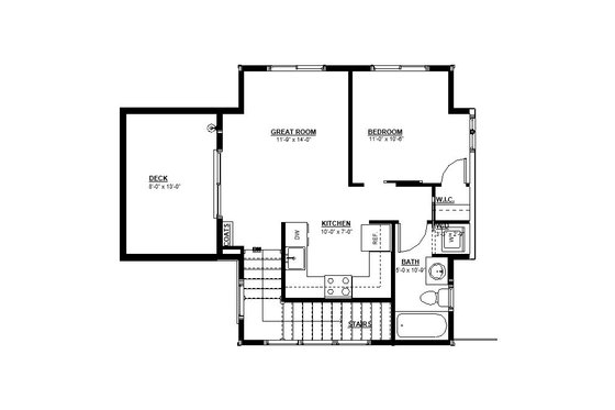 Floor Plan - Upper Floor for Prairie House Plan #895-129 - 1 bed, 1 bath