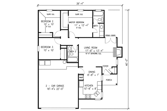 Floor Plan - Main Floor for Country House Plan #410-247 - 3 bed, 2 bath