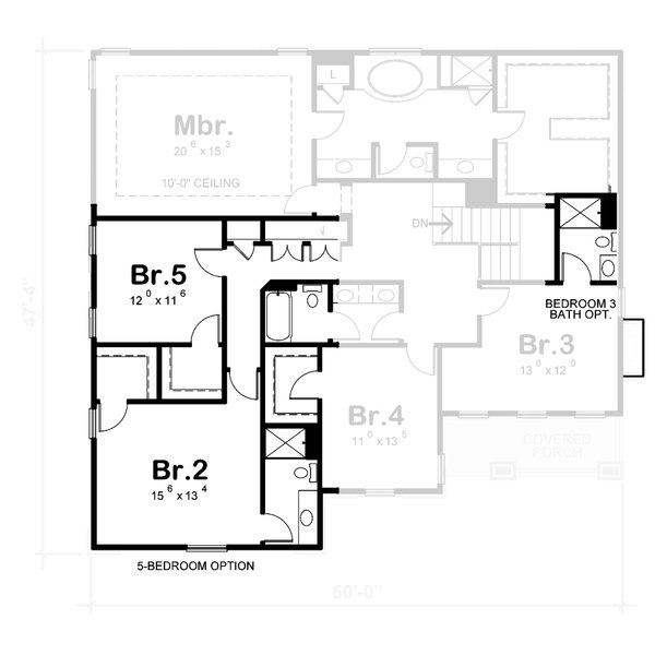 Architectural House Design - Floor Plan - Other Floor for Craftsman House Plan #20-2625 - 5 bed, 2.5 bath