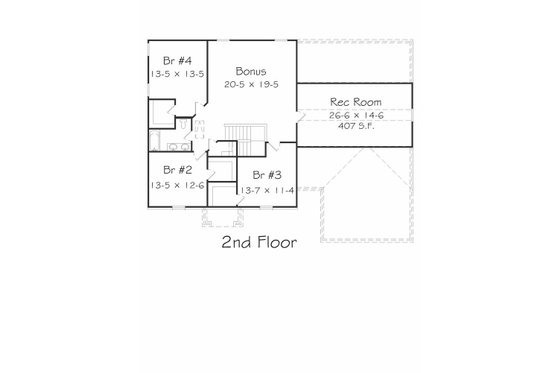 Floor Plan - Upper Floor House Plan #329-380 - 4 bed, 2.5 bath