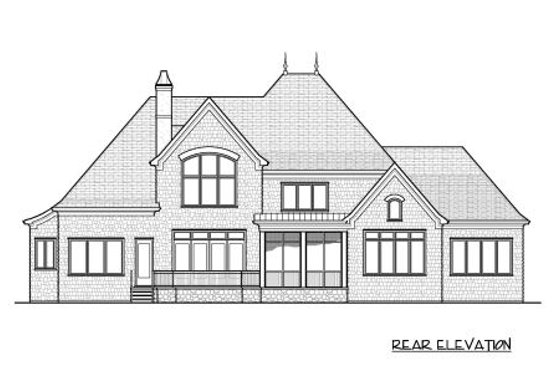 Exterior - Rear Elevation for European House Plan #413-860 - 4 bed, 4.5 bath