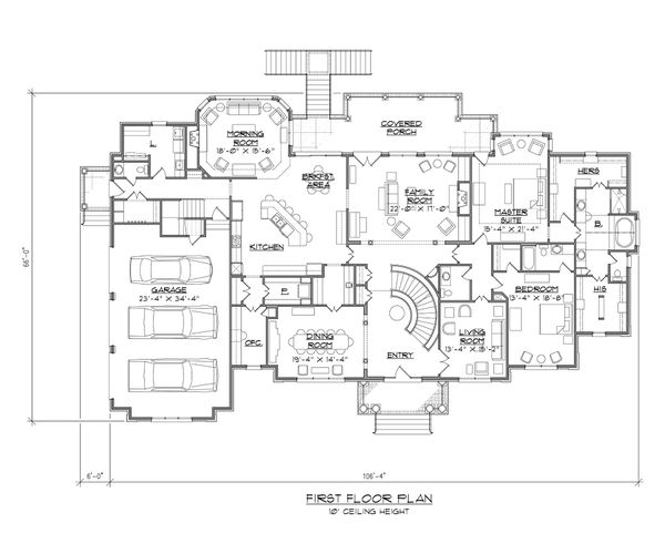 Dream House Plan - European Floor Plan - Main Floor Plan #1054-92