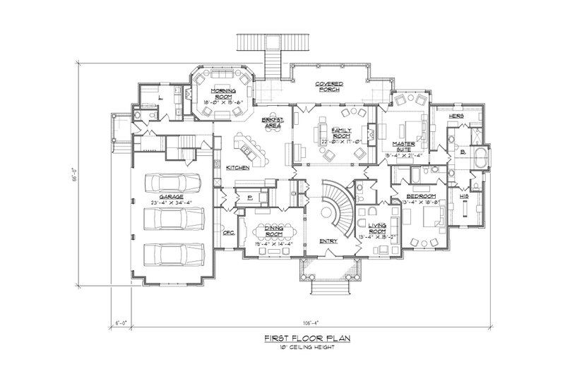 Dream House Plan - Floor Plan - Main Floor for European House Plan #1054-92 - 4 bed, 4.5 bath