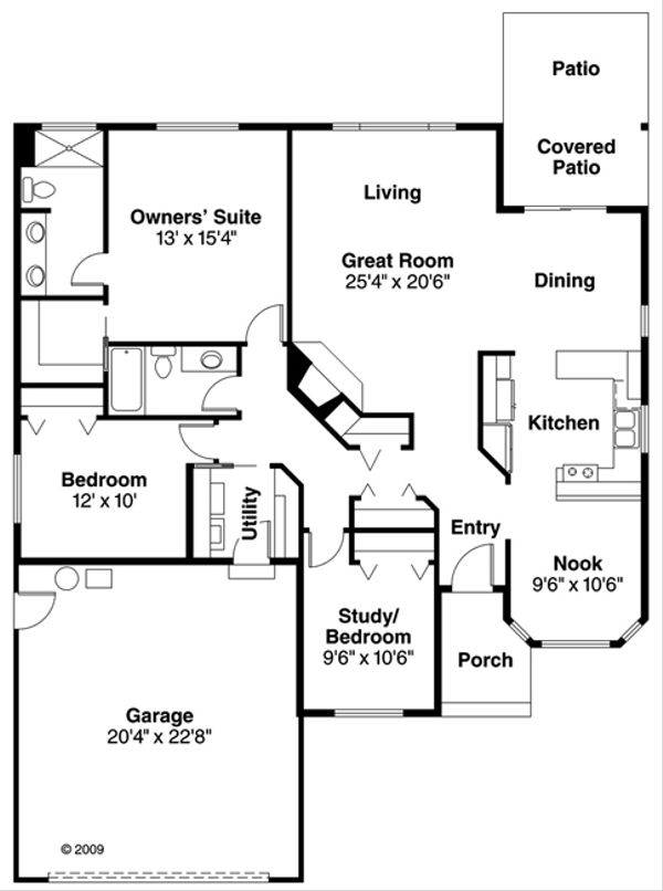 Architectural House Design - Ranch Floor Plan - Main Floor Plan #124-468