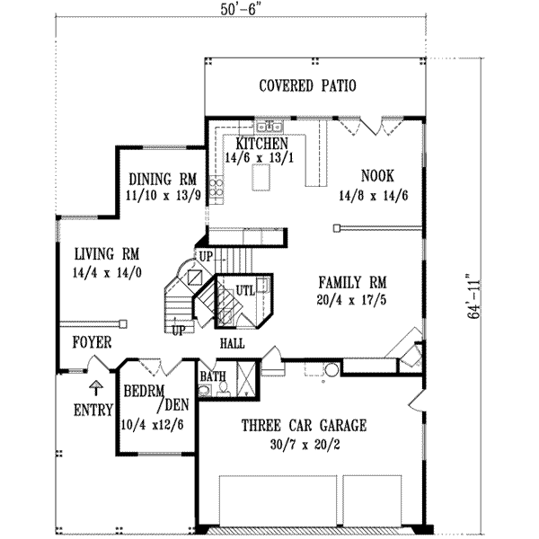 Adobe / Southwestern Floor Plan - Main Floor Plan #1-1124