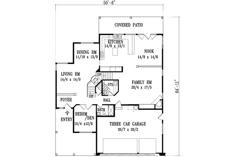 Dream House Plan - Floor Plan - Main Floor for Adobe / Southwestern House Plan #1-1124 - 4 bed, 3 bath