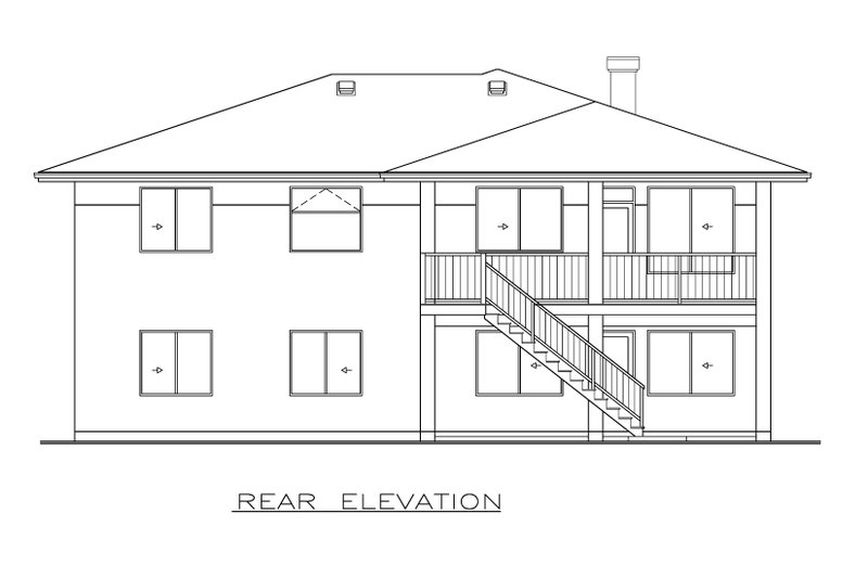 House Blueprint - Exterior - Rear Elevation for Prairie House Plan #1100-142 - 3 bed, 2 bath