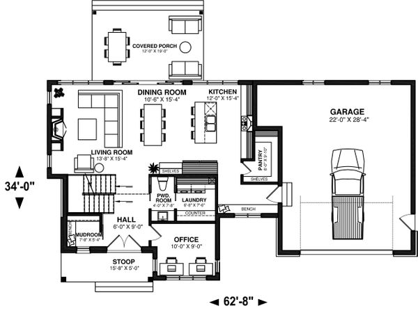 House Blueprint - Farmhouse Floor Plan - Main Floor Plan #23-2735
