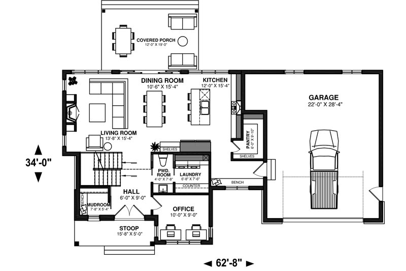 Dream House Plan - Floor Plan - Main Floor for Farmhouse House Plan #23-2735 - 4 bed, 2.5 bath