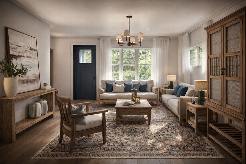 House Blueprint - Interior - Family Room 1 for Cottage House Plan #124-1463 - 3 bed, 2 bath