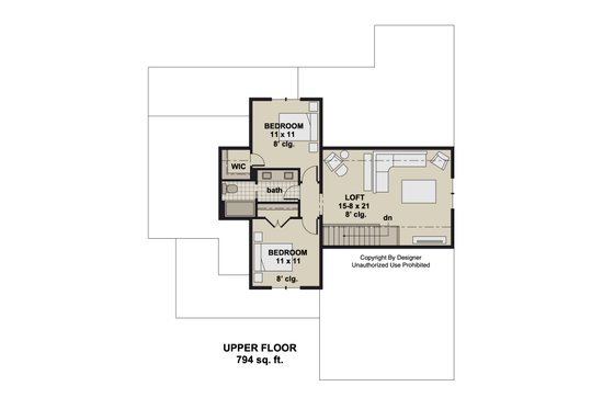 Floor Plan - Upper Floor for Farmhouse House Plan #51-1412 - 4 bed, 3.5 bath