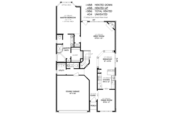 Floor Plan - Main Floor for European House Plan #424-303 - 3 bed, 2.5 bath