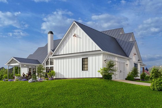 Exterior - Rear Elevation 1 for Farmhouse House Plan #54-587 - 3 bed, 3.5 bath