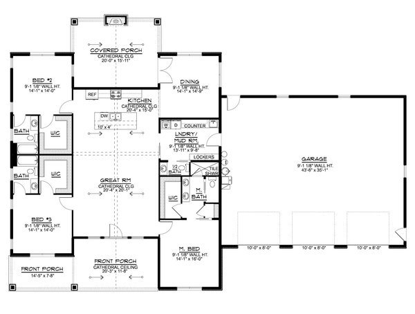 House Blueprint - Ranch Floor Plan - Main Floor Plan #1064-440