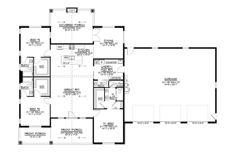 Architectural House Design - Floor Plan - Main Floor for Ranch House Plan #1064-440 - 3 bed, 3.5 bath