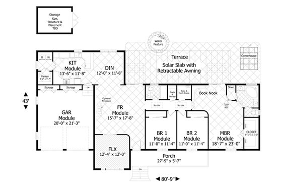Floor Plan - Main Floor for Craftsman House Plan #56-637 - 4 bed, 2 bath
