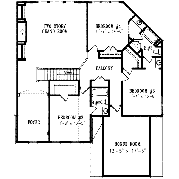 Southern Floor Plan - Upper Floor Plan #54-166