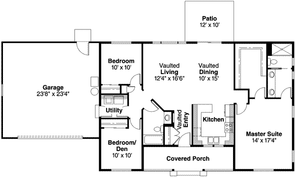 Home Plan - Ranch Floor Plan - Main Floor Plan #124-527