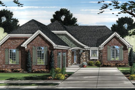 Exterior - Front Elevation for Country House Plan #46-523 - 3 bed, 2.5 bath