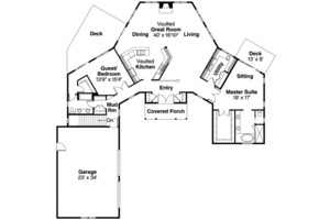 Floor Plan - Main Floor for Ranch House Plan #124-536 - 2 bed, 2 bath