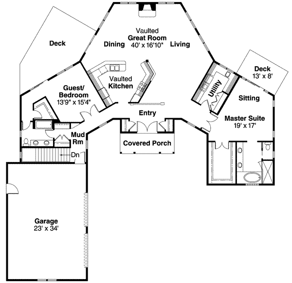 Home Plan - Ranch Floor Plan - Main Floor Plan #124-536