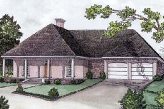 Exterior - Front Elevation for Southern House Plan #16-144 - 3 bed, 2 bath