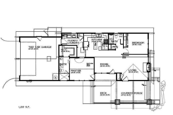 Floor Plan - Main Floor for Craftsman House Plan #895-94 - 2 bed, 2 bath