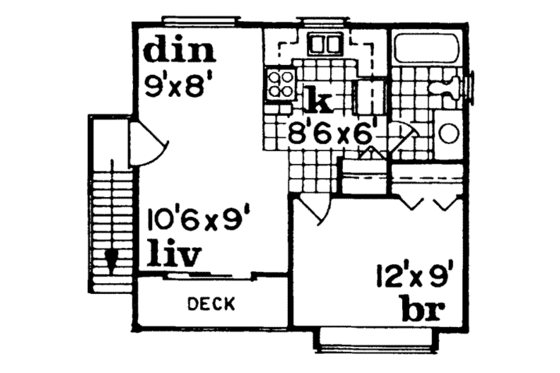Floor Plan - Upper Floor for Bungalow House Plan #47-510 - 1 bed, 1 bath