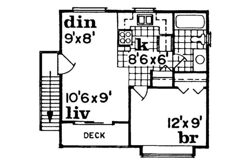 House Plan Design - Floor Plan - Upper Floor for Bungalow House Plan #47-510 - 1 bed, 1 bath