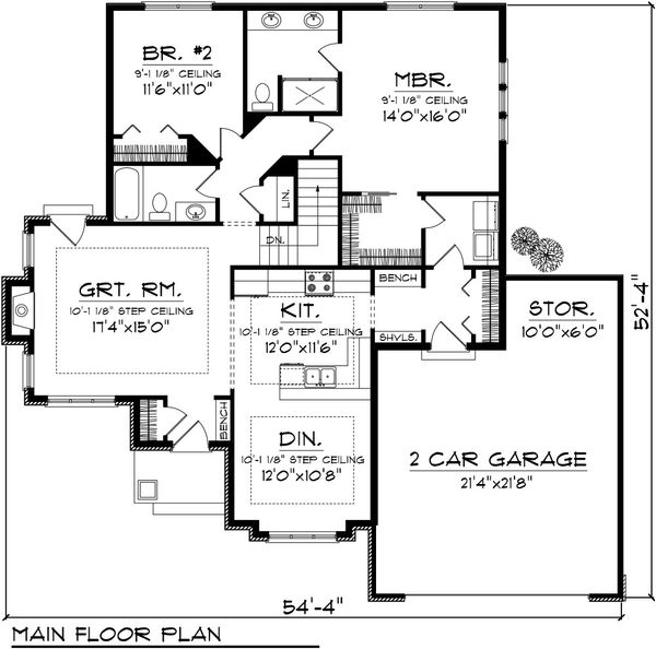 Architectural House Design - Ranch Floor Plan - Main Floor Plan #70-1076