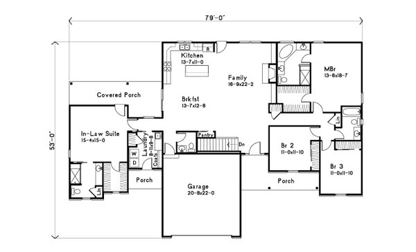 Architectural House Design - Ranch Floor Plan - Main Floor Plan #22-648