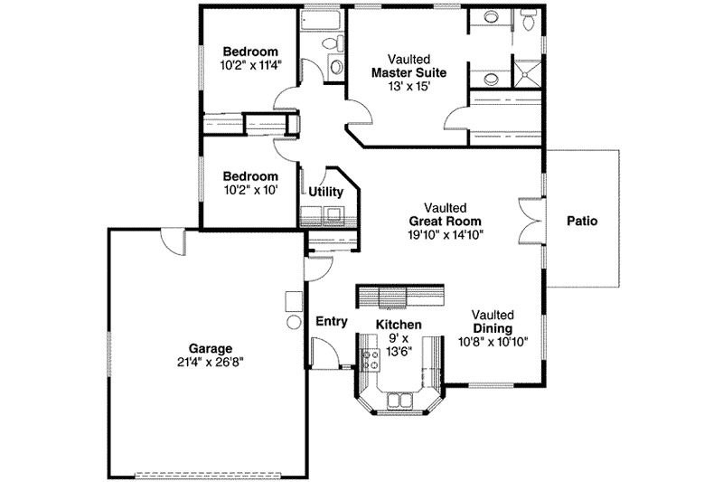Home Plan - Floor Plan - Main Floor for Traditional House Plan #124-414 - 3 bed, 2 bath