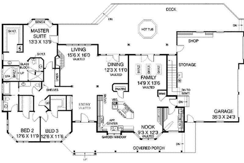 Home Plan - Floor Plan - Main Floor for Ranch House Plan #60-238 - 3 bed, 2.5 bath