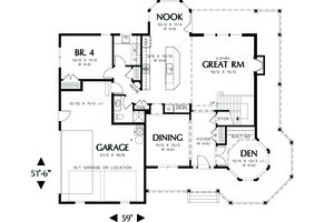 Floor Plan - Main Floor for Victorian House Plan #48-108 - 4 bed, 3 bath
