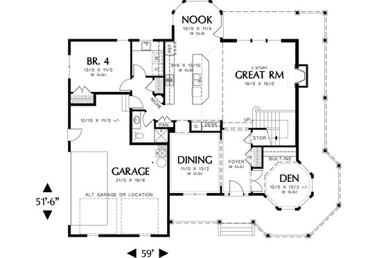 Floor Plan - Main Floor for Victorian House Plan #48-108 - 4 bed, 3 bath
