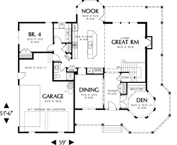 Architectural House Design - Victorian Floor Plan - Main Floor Plan #48-108