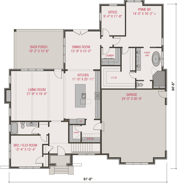 Architectural House Design - Tudor Floor Plan - Main Floor Plan #1079-7
