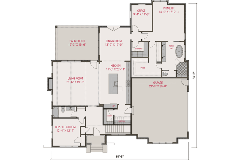 House Blueprint - Floor Plan - Main Floor for Tudor House Plan #1079-7 - 5 bed, 4 bath