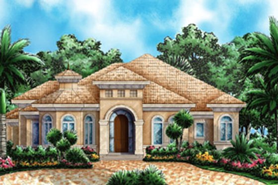Exterior - Front Elevation for European House Plan #27-440 - 3 bed, 3 bath