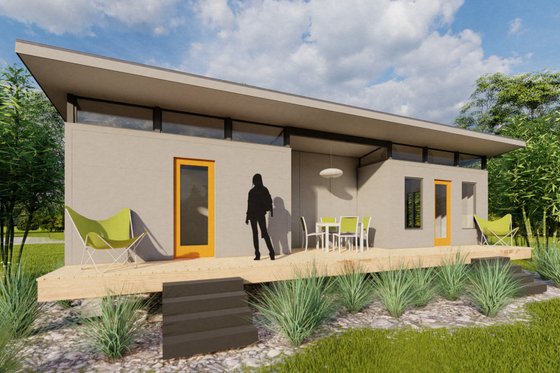 Exterior - Front Elevation for Modern House Plan #449-20 - 2 bed, 1 bath