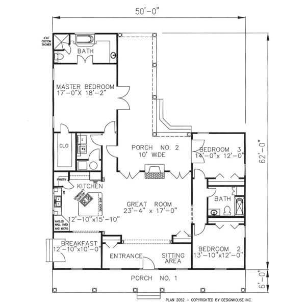 Southern Floor Plan - Main Floor Plan #44-105